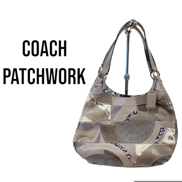AUTHENTIC COACH PATCHWORK SHOULDER BAG - Picture 1 of 16